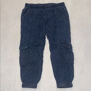 Johnny Was Sana Denim Jogger Embroidered Blue Cropped Loose Baggy Pants
